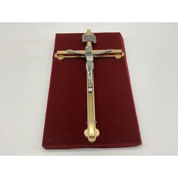 Gold Tone and Pewter 8 Inch NIB Crucifix Christian Religious Wall Hanging Cross - Picture 12 of 13